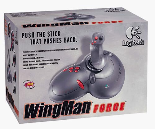Logitech Wingman Force Joystick with its base and controls