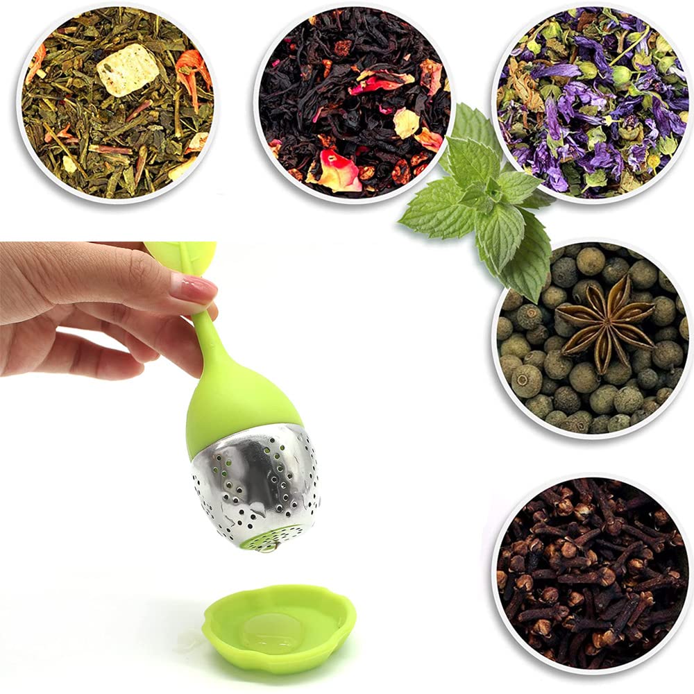 Thee-infuser Siliconen,Forreen 2 Stuks Thee Zeef Innovatieve Leuke Duiker Vorm Herbruikbare Veilige Theefilters met Siliconen Bakje voor Het Maken van Thee (Oranje, Blauw
