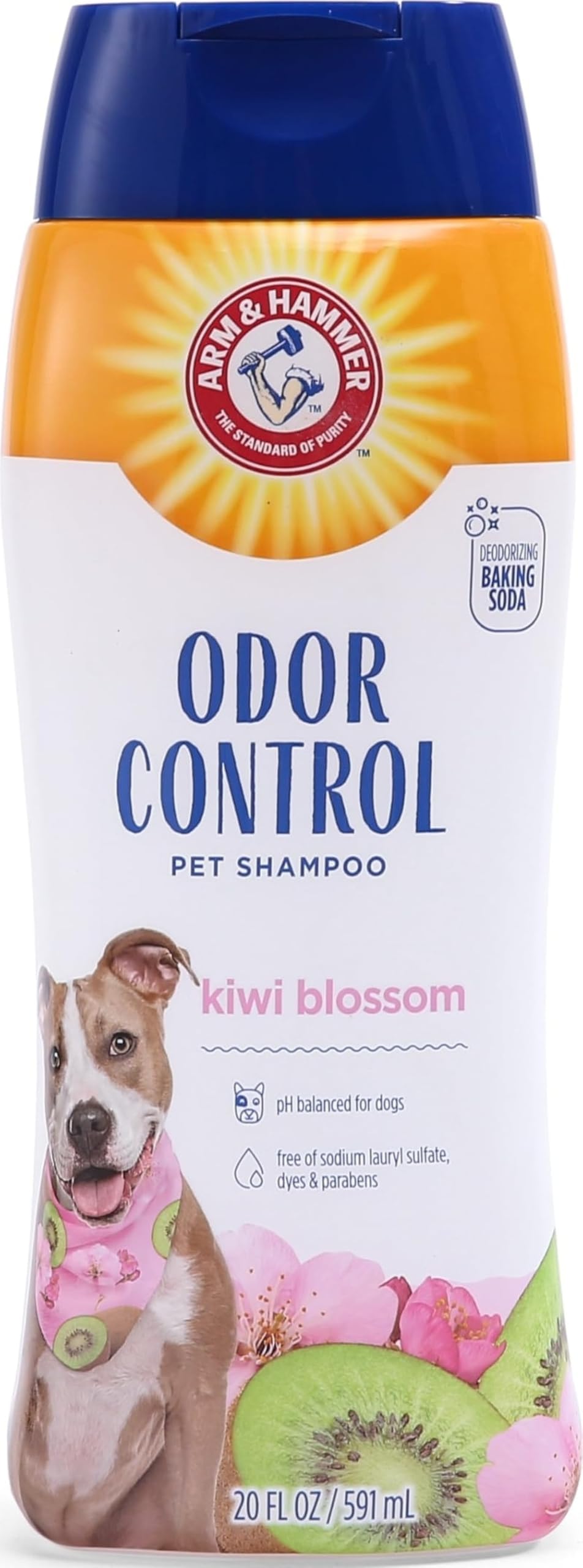 Arm & Hammer Deodorizing Dog Shampoo, Kiwi Blossom, 20 Fl Oz | Tearless, moisturizing baking soda formula for sensitive skin, safe for dogs and puppies during regular baths