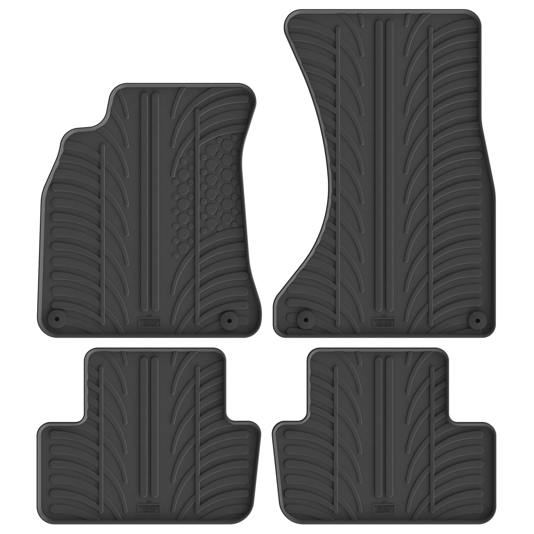 Satz Gummimatten kompatibel mit Audi A4 2008-2015 & A5 Sportback 2008-2016 (T Profil 4-teilig + Montage-clips)