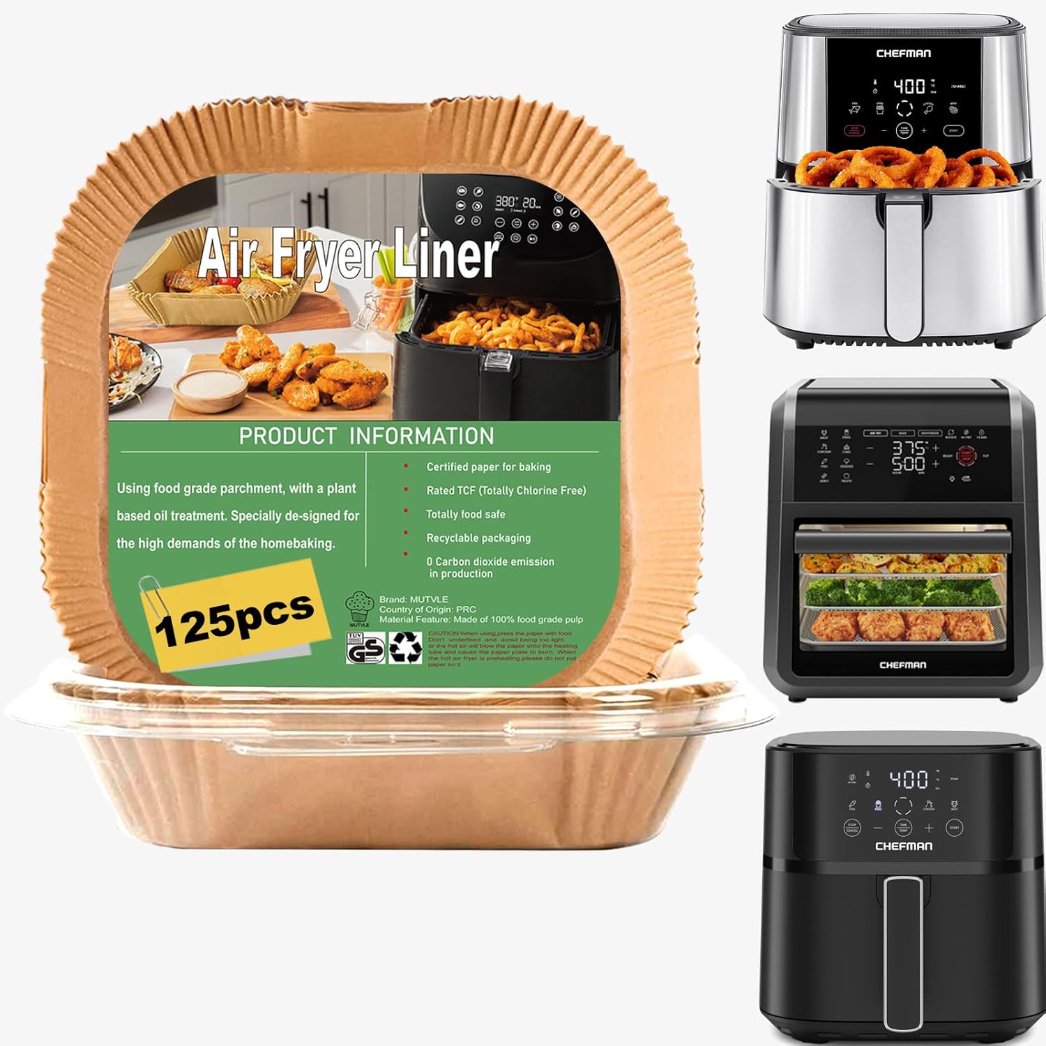Wkładki do frytownicy Air Fryer jednorazowe do frytownicy Chefman, wkładki do frytownicy Power XL, 6 QT 8QT Air Fyrer Fyreer, 9,5-calowe wkładki do papieru pergaminowego do 10 QT 12-kwartowe frytownice do pieca