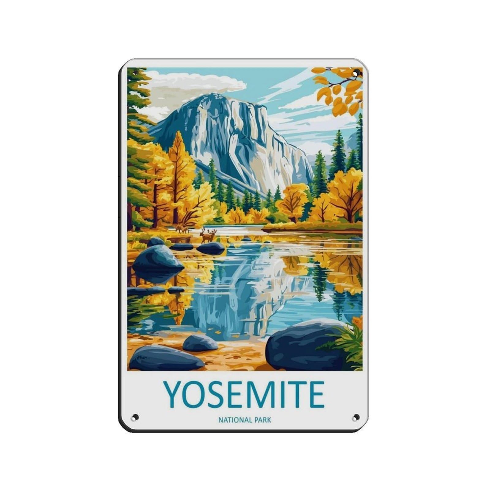 Yosemite Travel Yosemite Art Retro Poster Metal Tin Sign Chic Art Retro Iron Painting Bar People Cave Cafe Family Garage Poster Wall Decoration 8x12inch(20x30cm)