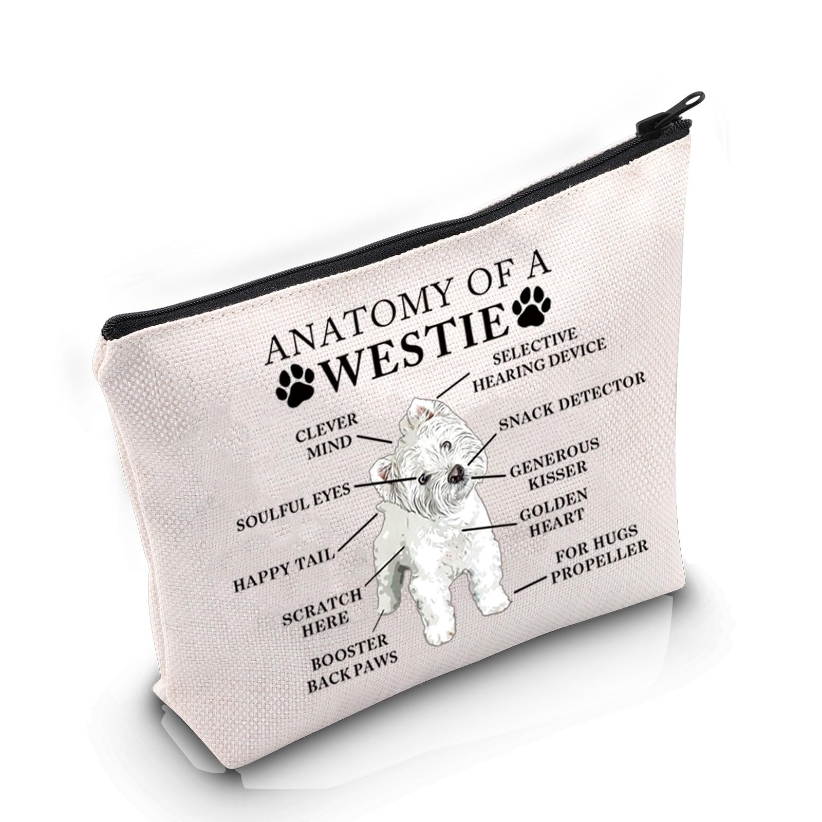 VAMSII West Highland White Terrier Lover Gift Anatomy Of A Westie Makeup Bag Westie Mom Cosmetic Bag Westie Dog Merch (Anatomy Of A Westie M)