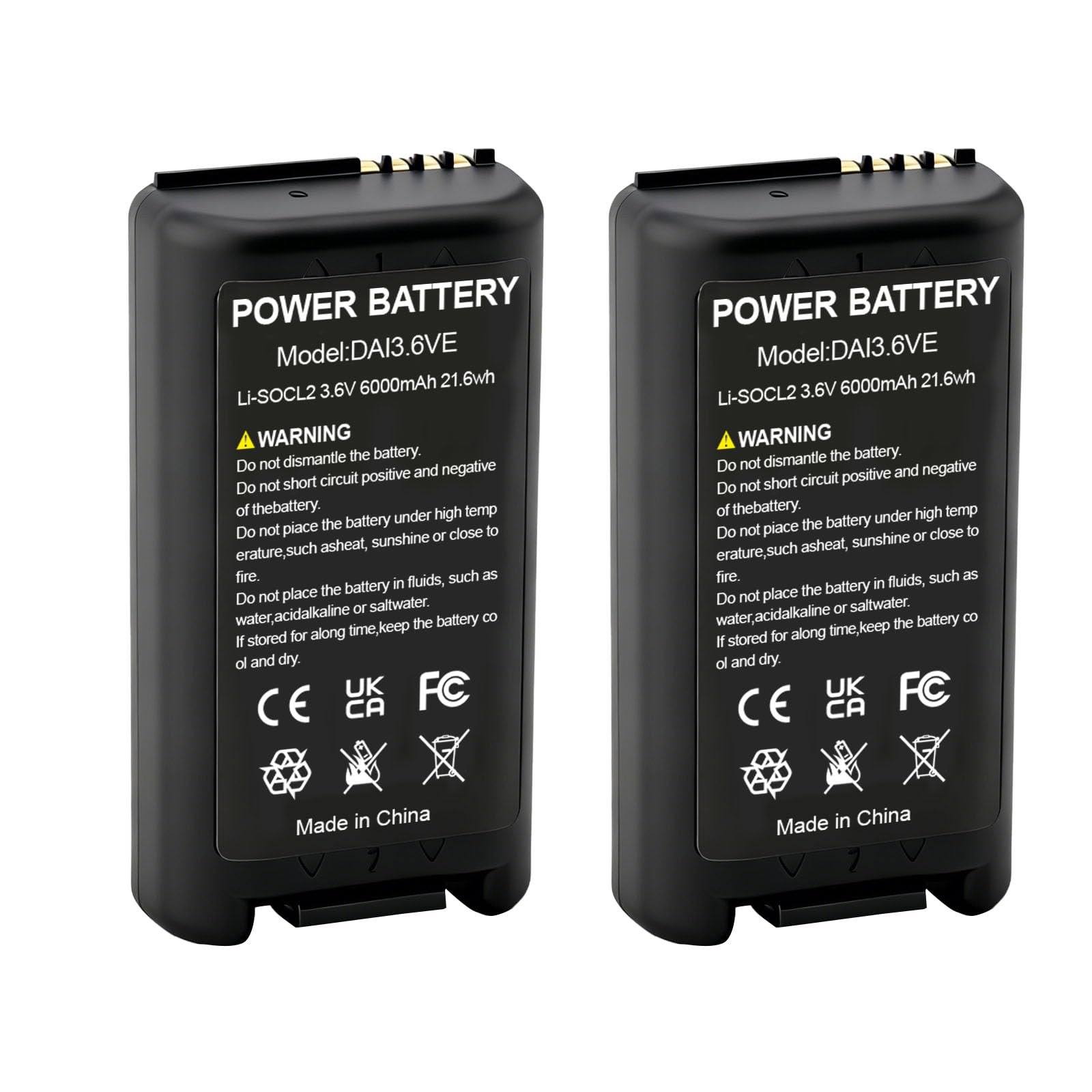 Lot de 2 Piles Alarme BAT25 BAT26 BatLi26 3,6V 6,0Ah Li-SOCl2, Batterie de Rechange Compatible avec Daitem, Hager, ATRAL, Pile Haute Capacité pour Détecteurs de Fumée et Centrales d'Alarme