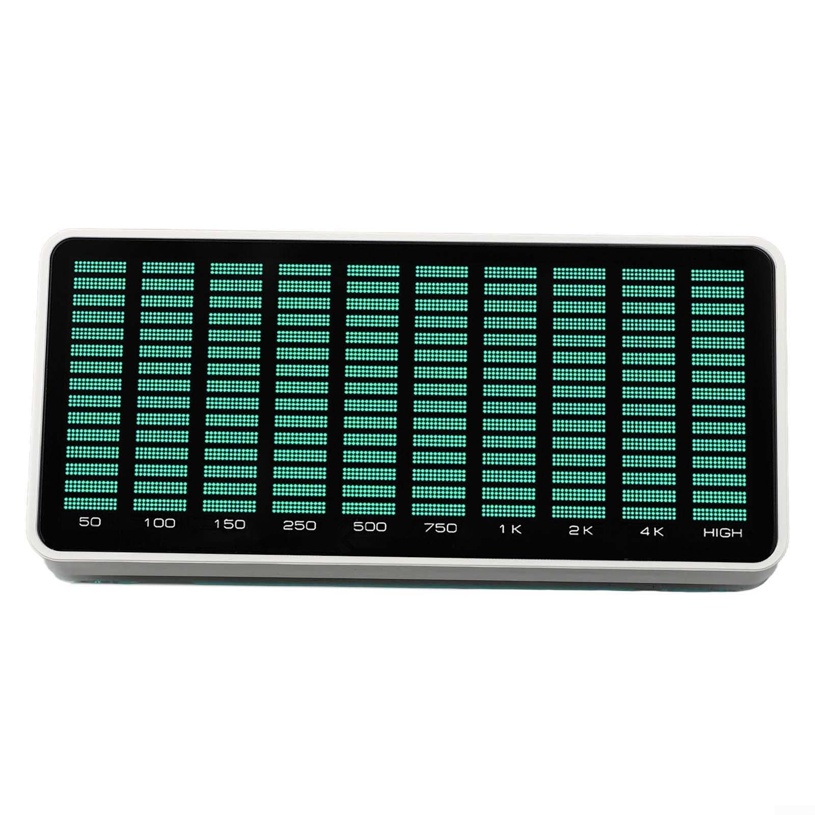 AK1016 - Analizador de espectro de audio con pantalla de 10 x 16, 50 Hz-20 kHz, entrada AUX/MIC, amplificación ajustable y AGC, USB-C, para visualización de música (luz verde)
