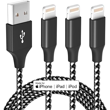 [Apple MFi Certified] iPhone Charger Fast Charging 3 Pack 10 FT Lightning Cable Nylon Braided Long iPhone Charger Cord Compatible with iPhone 13 12 11 Pro Max XR XS X 8 7 6 Plus SE iPad and More