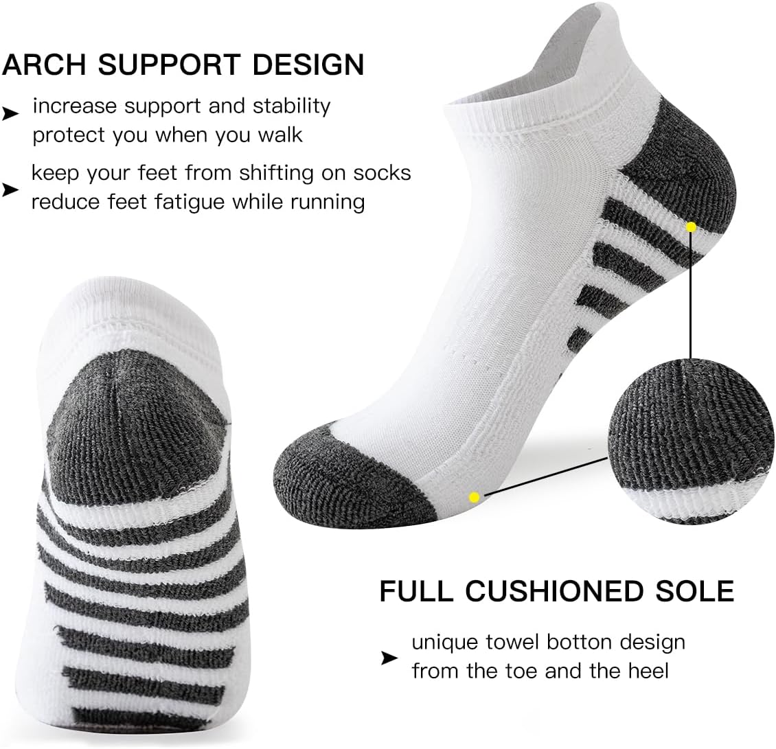 JOYNÉE 10 Pairs Mens Athletic Running Ankle Socks Men 10 Pack Low Cut Breathable Workout Socks,Sock Size:10-13