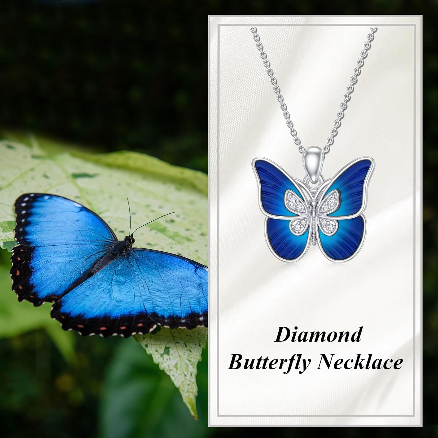 Diamond Butterfly Necklace Sterling Silver Butterfly Pendant Necklace Butterfly Jewelry Gift for Women Wife - Image 6
