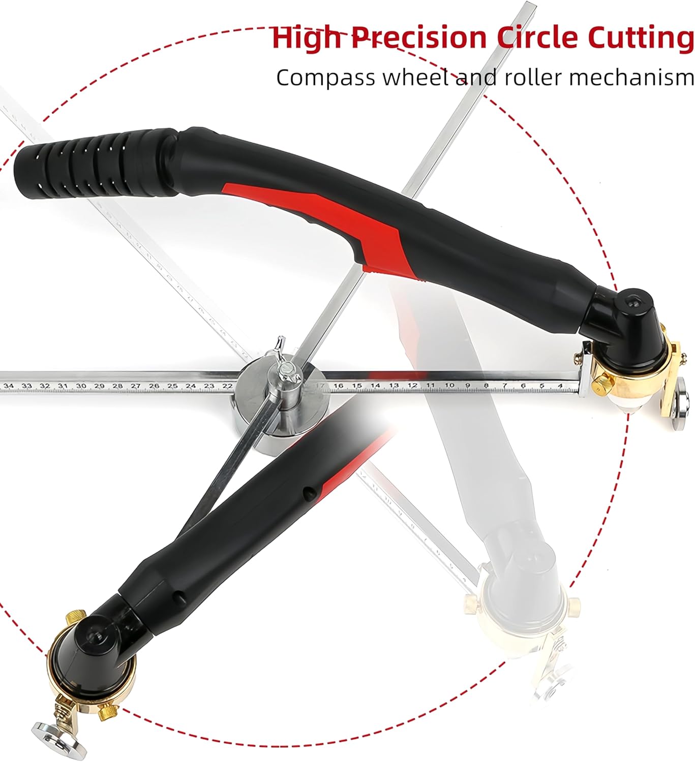 Plasma Cutter Circle Guide, Magnetic Plasma Cutting Torch Guide Equipment, Compass Wheel Circinus Roller Circle Cutting Jig for P80 Cutting Torch 10-100cm Cutting Diameter Plasma Cutter Accessories