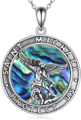 VONALA St Michael/Virgin Mary Necklace 925 Sterling Silver Amulet Coin Pendant Jewelry for Men Women