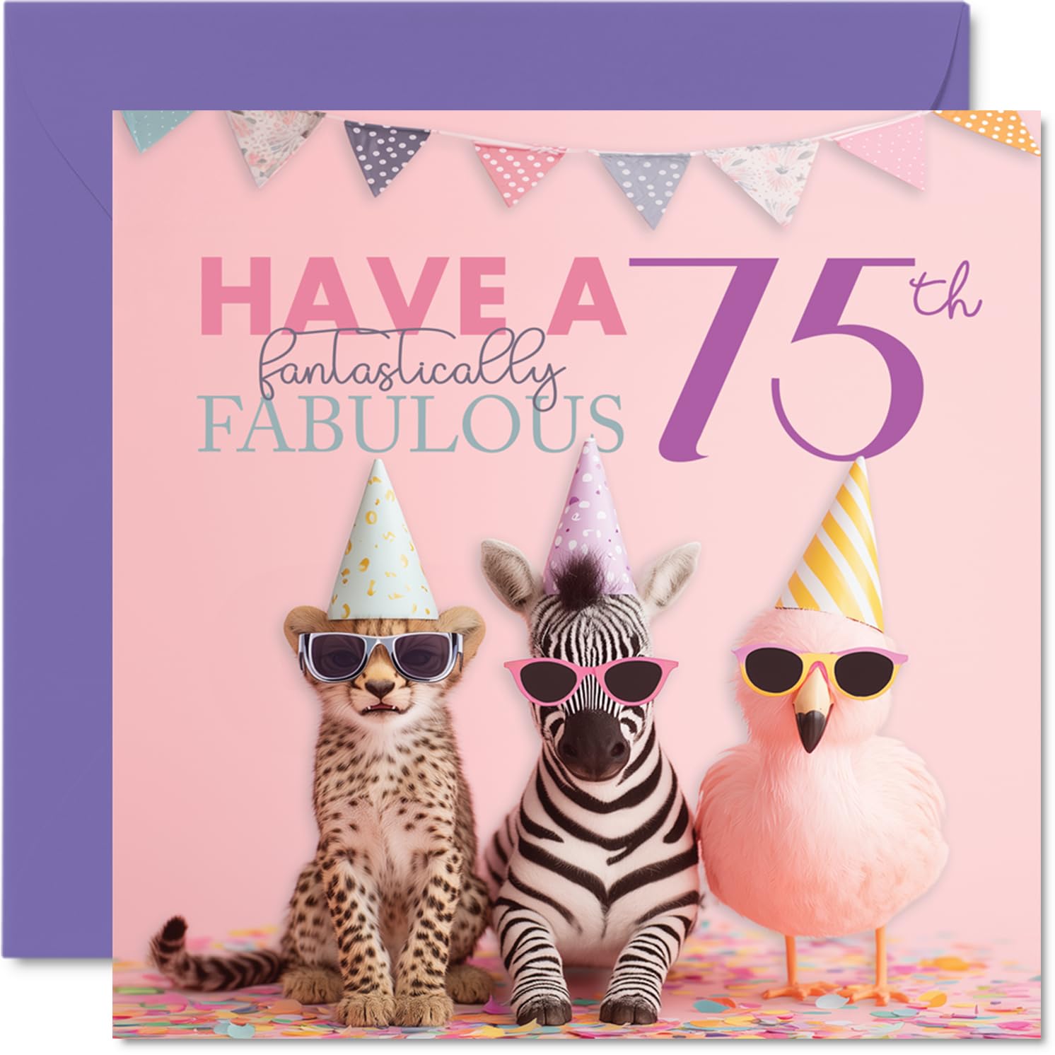 75th Birthday Cards for Women - Fantastically Fabulous - Happy Birthday Card for 75 Year Old Woman Wife Auntie Sister Cousin, 145mm Bday Greeting Cards