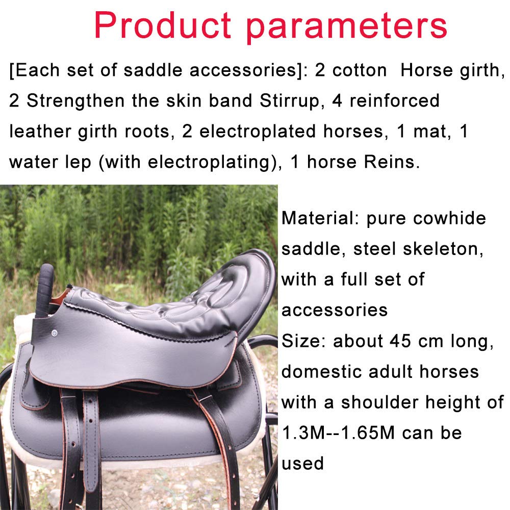 CLBING Cavallo da Sella Turisti con Maniglie con Sella in Cuoio Sella Esercito Sella Cavallo da Sella Completo Forniture Equestri