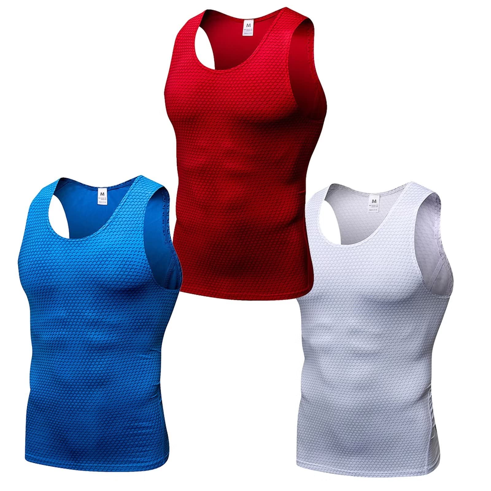 3 Pack Running Muscle Tank Top for Men Quick Dry Workout Sleeveless Tops Breathable Shirts Training Bodybuilding Vest