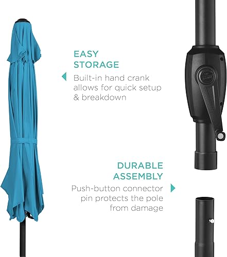 Vista 167 de Best Choice Products - Paraguas redondo para exteriores de alta resistencia (7.5 pies).