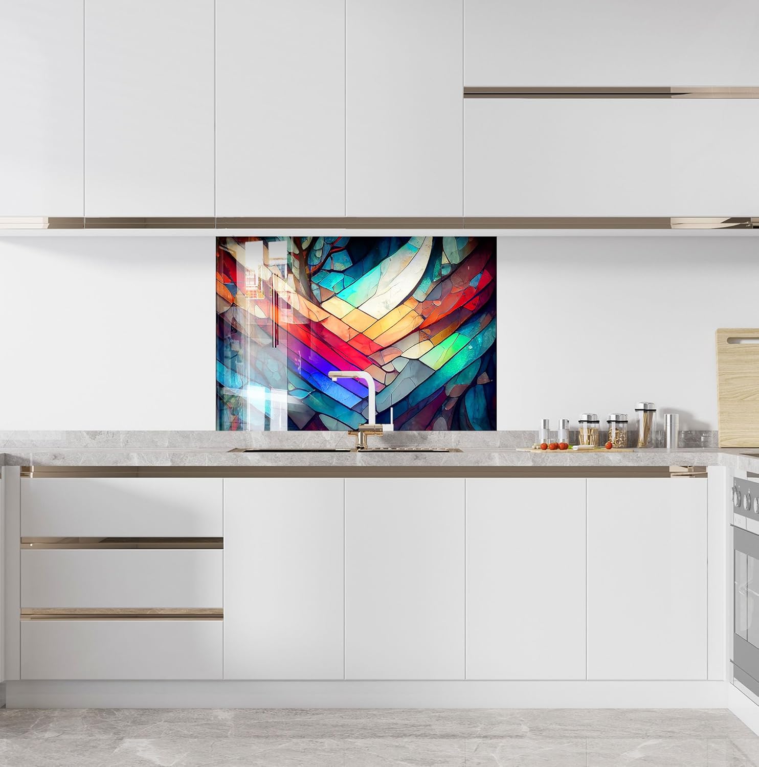 Myphotostation.com 12x12''Stained Backsplash Tile Solid Tempered Glass Wall Protection Kitchen Backsplash Stained Splashback for Kitchen Decor Bathroom Backsplash