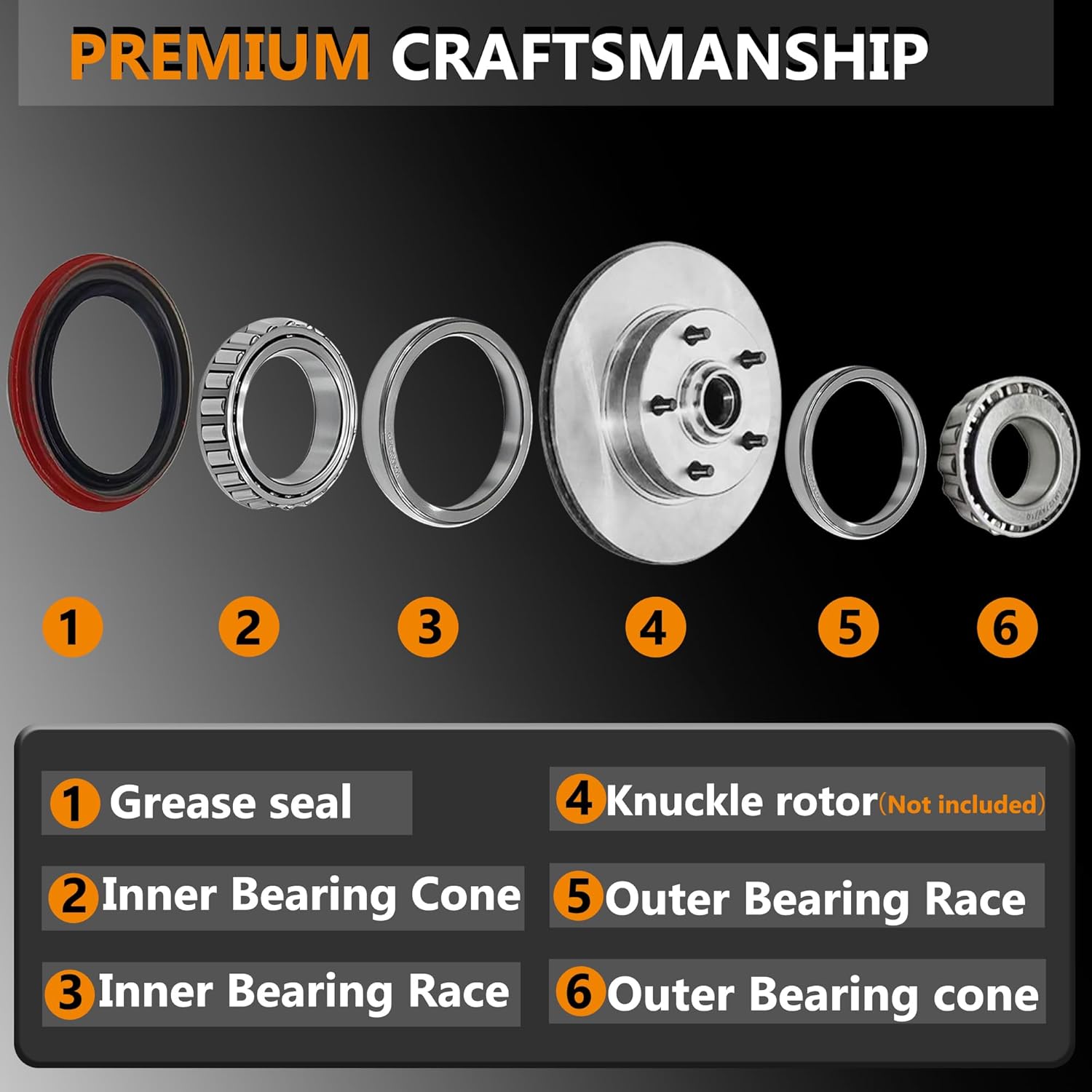 6PCS Front Wheel Hub Bearing Race Set & Seal Assembly for 1988-2002 Chevrolet C1500 Suburban C1500 Express 1500 C2500 Suburban for GMC Savana 1500 2500 C2500 Suburban R1500 Suburban