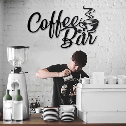 Miniatura 6 de KOYILTD Letrero de metal negro para barra de café para pared, cafetería, cafetería, decoración de pared, accesorios de cocina, letrero de taza negra