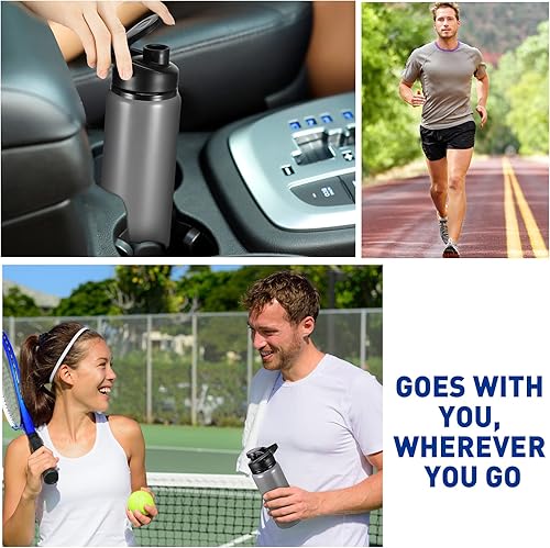 Vista 11 de CHENGU Botella de agua a granel de aluminio de 20 onzas, botellas reutilizables de aluminio ligeras, botella de agua con tapa a presión, fácil