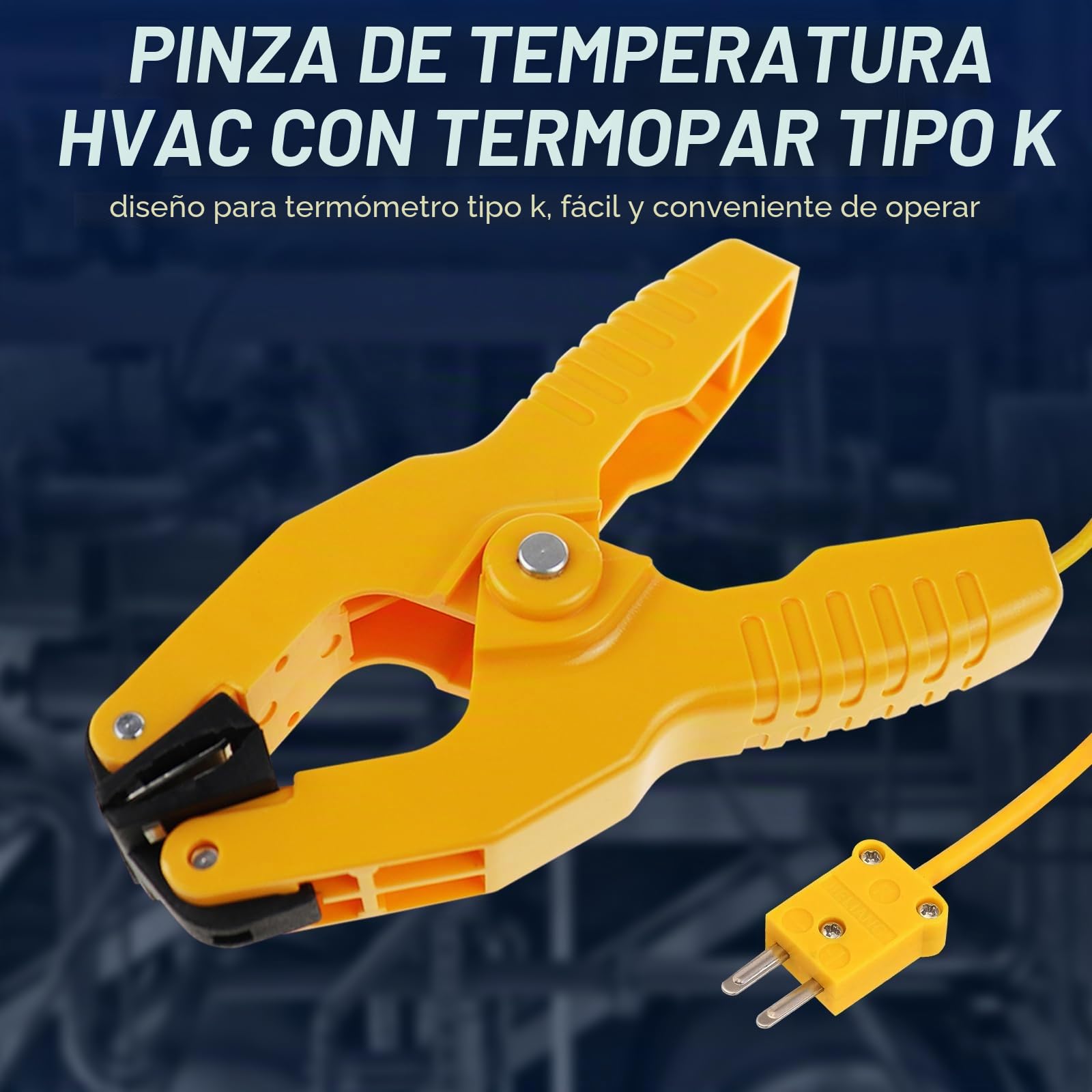 Abrazadera de temperatura HVAC K-Type Termómetro de plomo Sonda de tubo Abrazadera multímetro Sensor de campo Pinza de fontanería