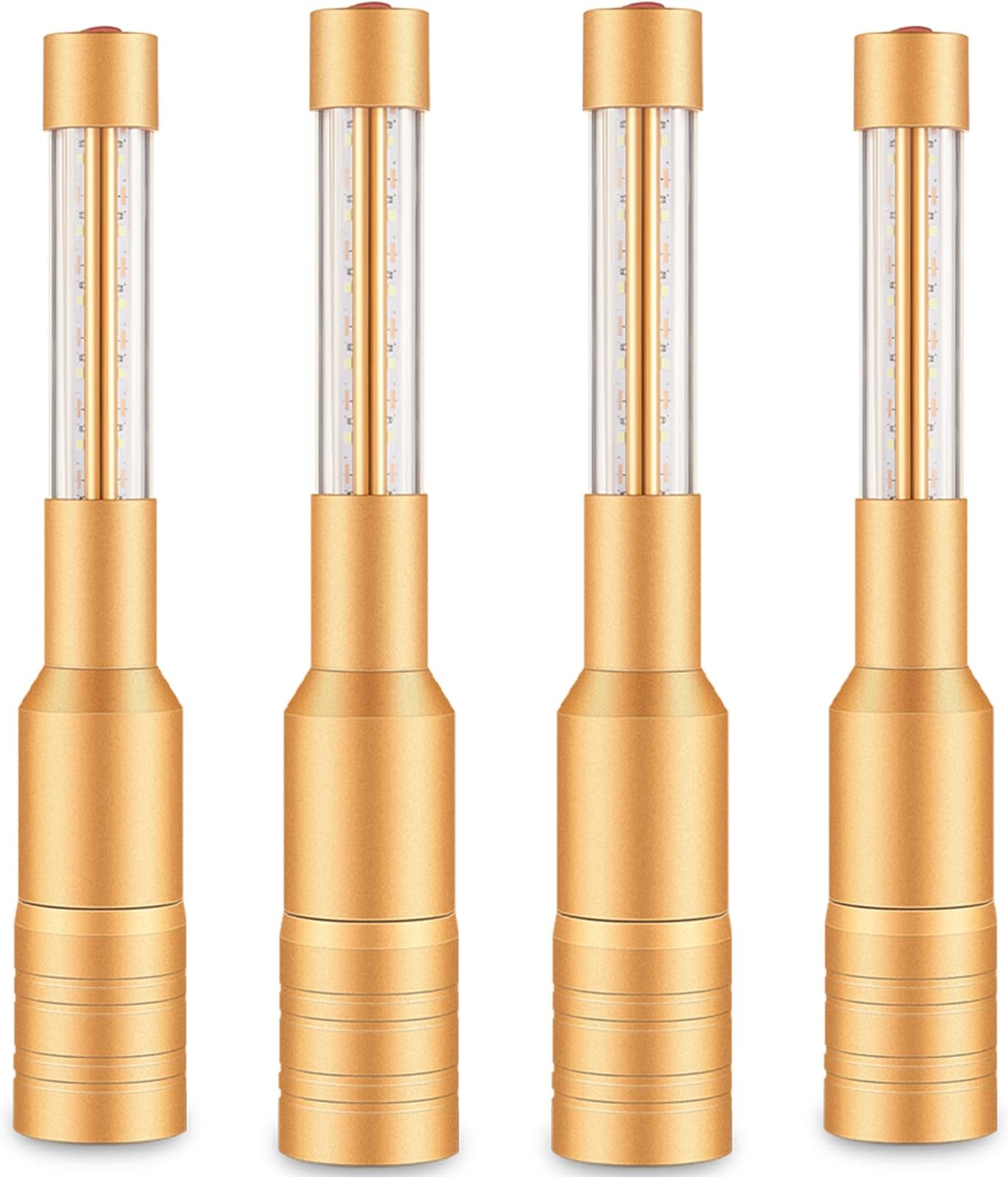 Lewtemi 4 Pieces Bottle Girl Lights Strobe Baton Bottle Service Lights Rechargeable Champagne Topper Handheld Sparklers for Bar Club VIP Nightclubs Party Event(Gold)
