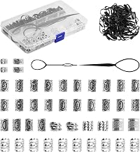 44Pcs Dreadlocks Jewelry Viking Hair Braided Beads, Viking Beard Beads Nordic Hair Tube Beads, Metal Beads with Dreadlocks with Pull Hair Clips and Rubber Bands