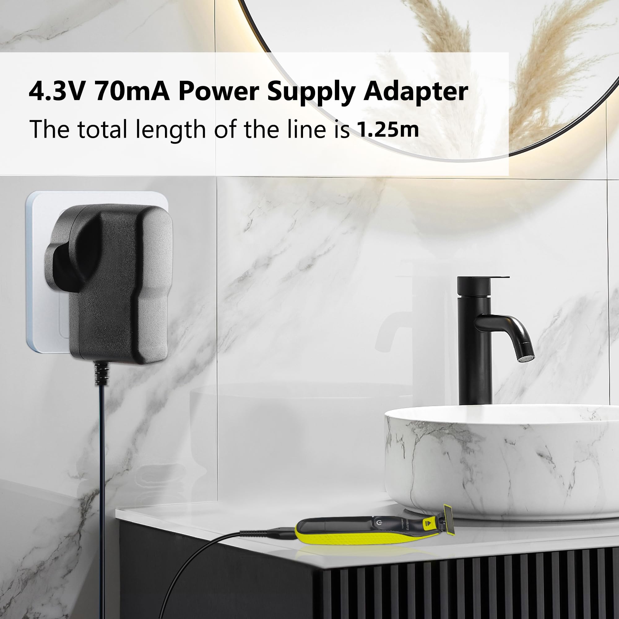 Xahpower Caricatore per Philips Oneblade QP2520, 4.3V Alimentatore Caricabatterie per BT3206 MG3740 MG3730 MG3710 MG5720 MG5730 QP2620 Modello Caricatore A00390