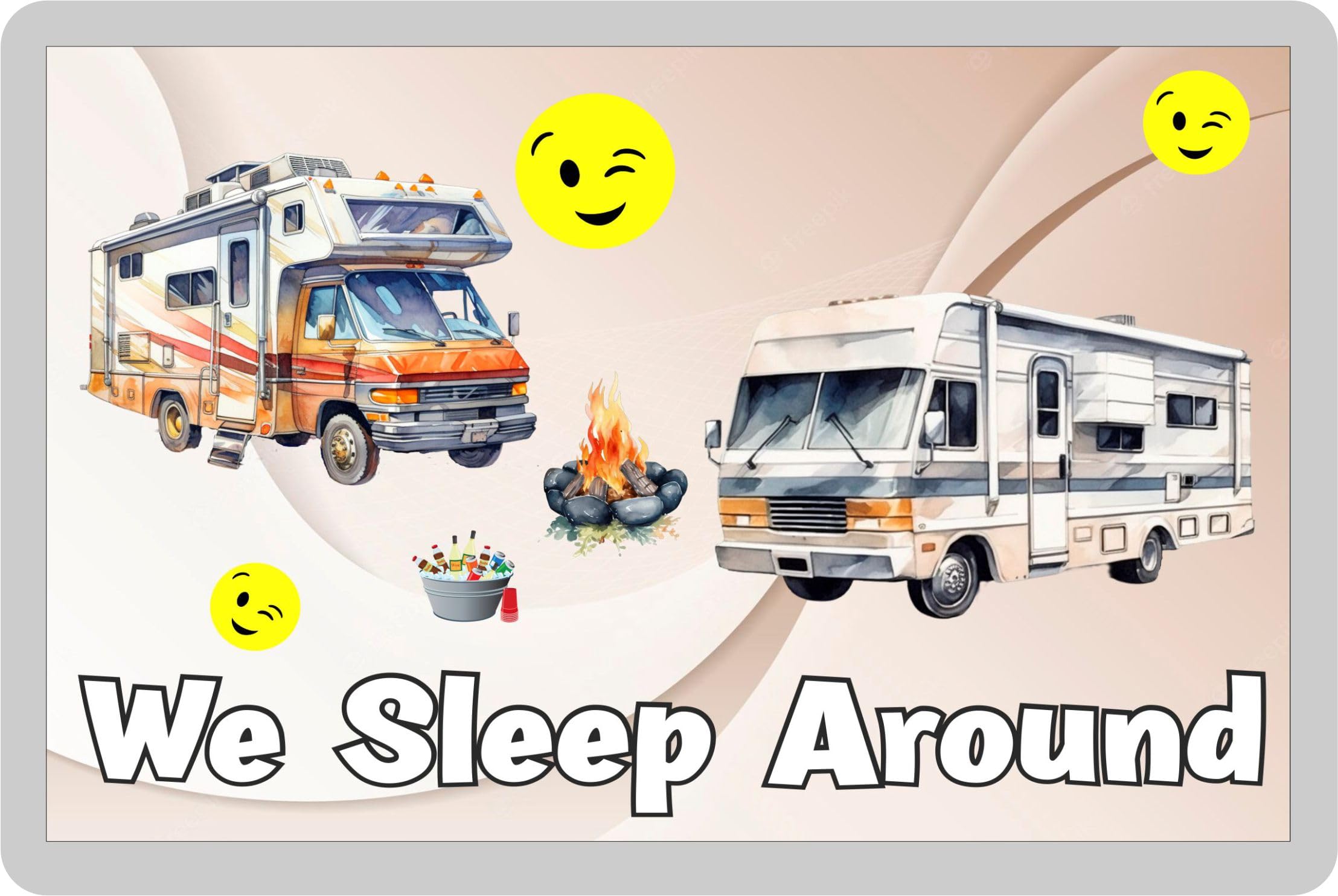 Decalarama Motorhome Fridge Magnet Gift – We Sleep Around – Novelty Cute Fun Present