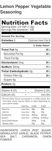 Miniatura 2 de Condimento de verduras de limón y pimienta | Coctelera grande | Sin calorías | Sin grasa | Sin grasa saturada | Sin colesterol | Bajo en azúcar |
