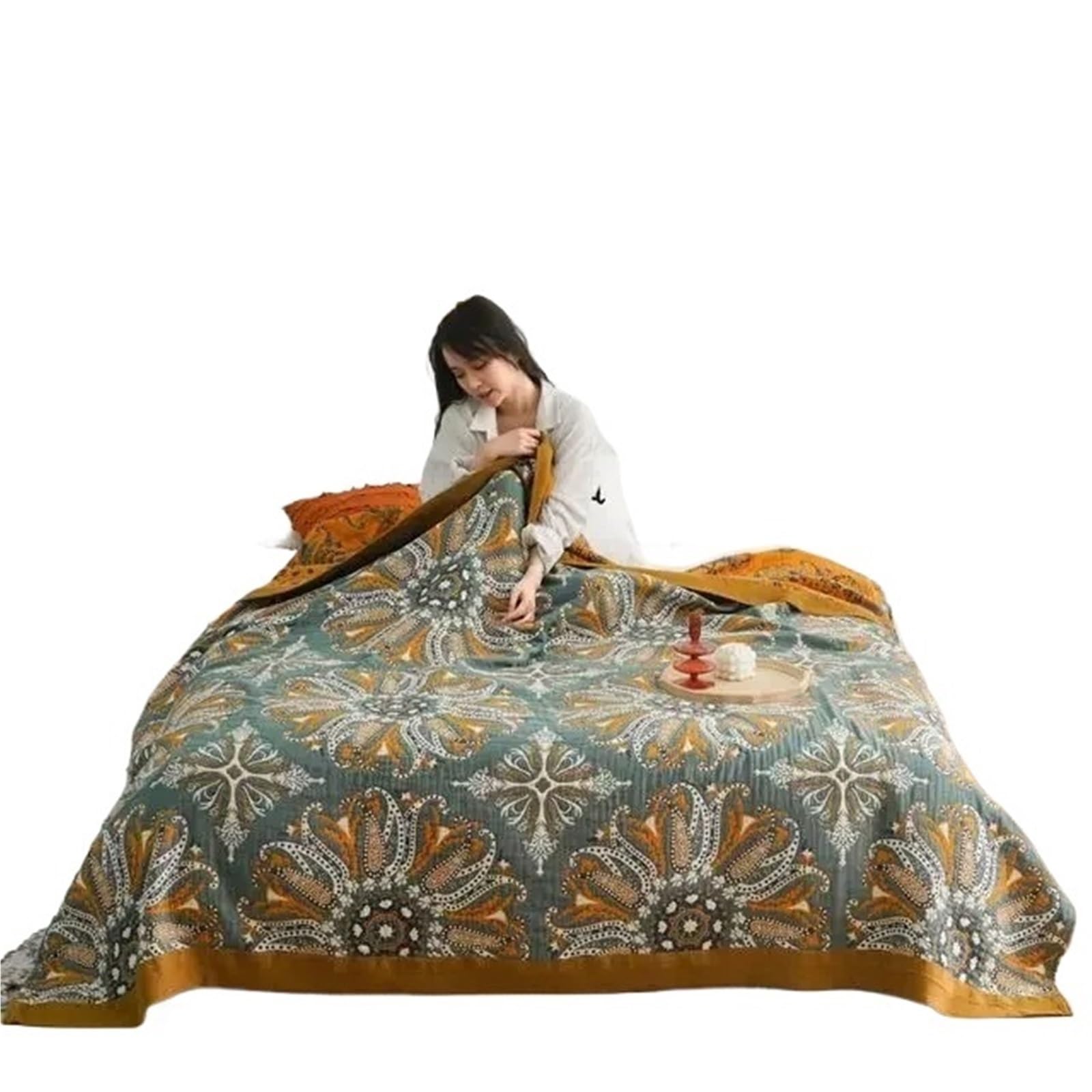 Couverture en gaze de coton rose style décoration bohème chic 150x200