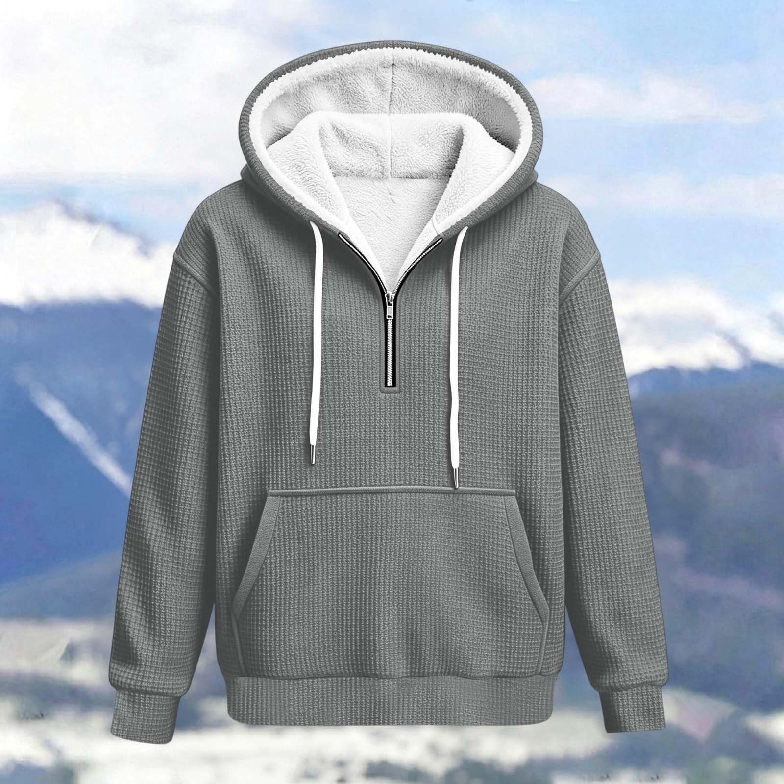 Sweat à Capuche Homme Détail Zippé Uni Manches Longues Sweat-Shirt Casual