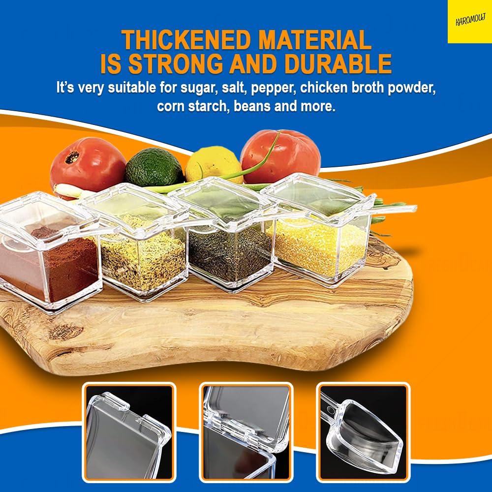 Karomouj Acrylic Spice Jars - 4-Grid Masala Dabba -2