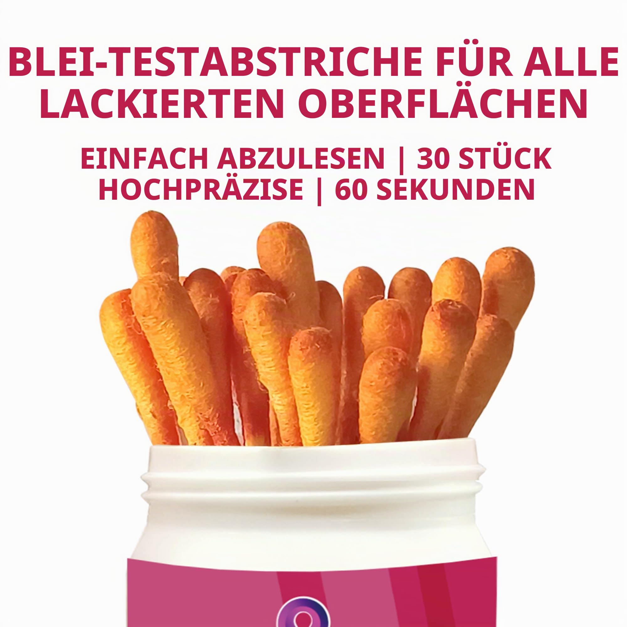 DIPSTIK Blei-Test-Set, 30 Stück, Blei-Teststäbchen, schnelle genaue Messleitung für alle lackierten Oberflächen, Geschirr, Möbel, Spielzeug, Holz