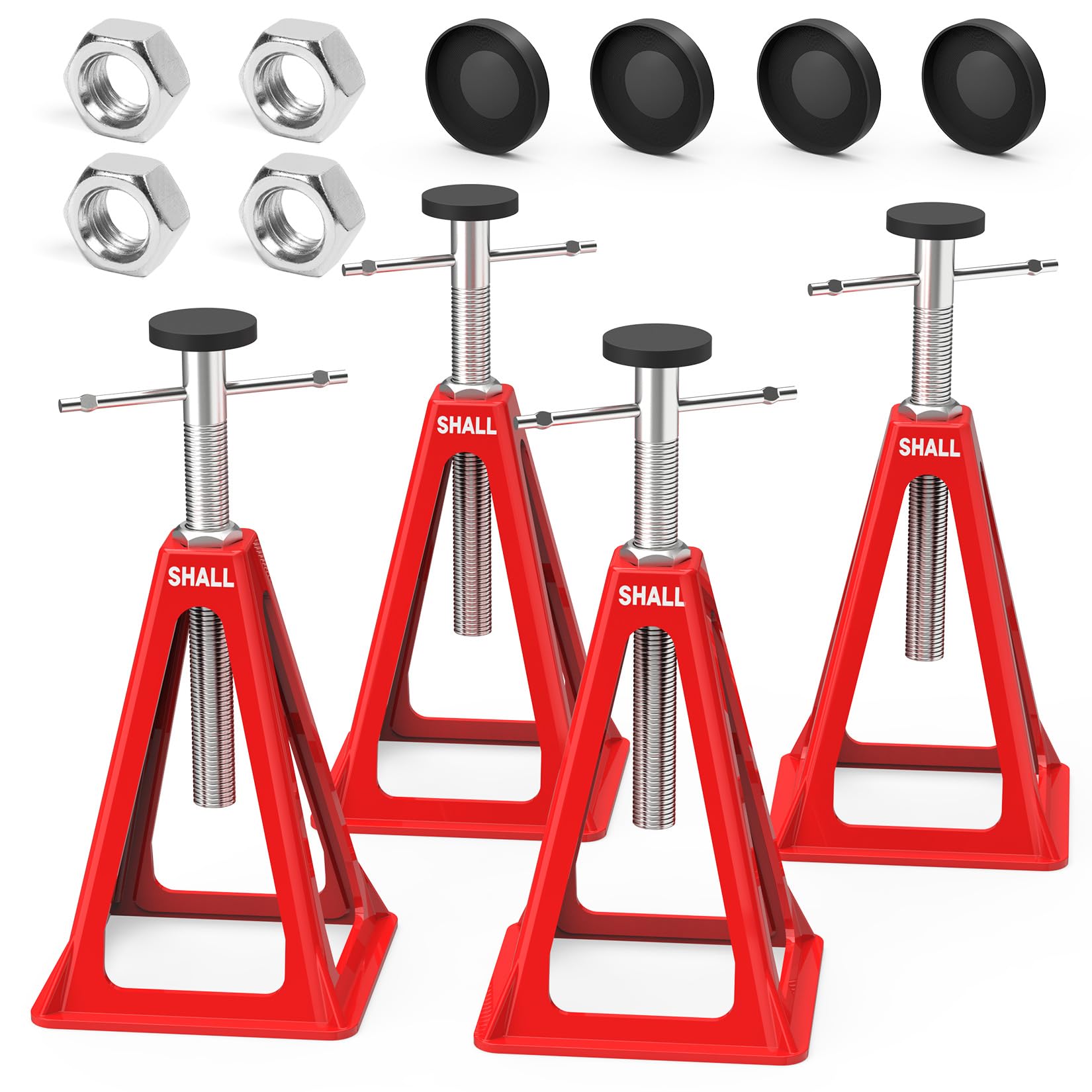 Photo 1 of ****MISSINGS PARTS***SHALL RV Stabilizer Jacks, 4-Pack Heavy Duty Aluminum Jack Stands for Travel Trailer Camper, Single Support up to 7500 Lbs, RV Leveling Screw Jack with Spare Nuts & Pads, Adjustable from 11" to 17"