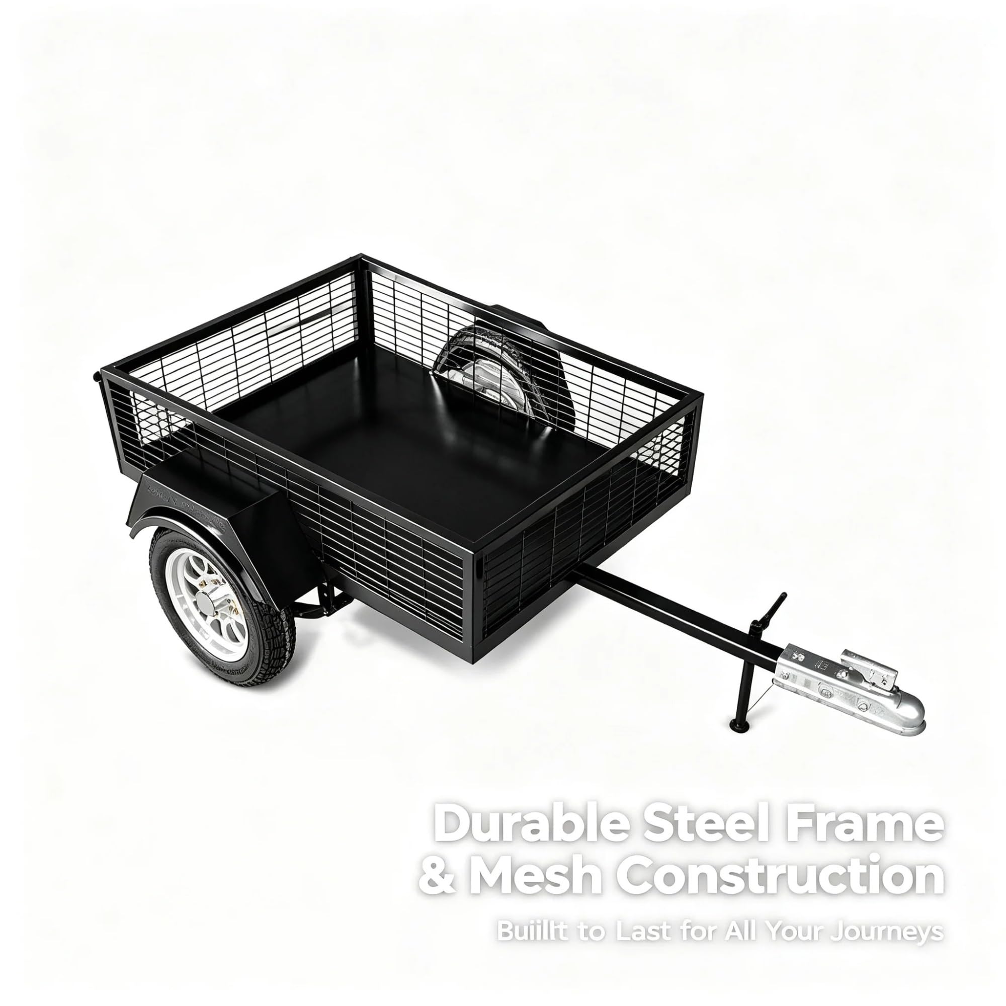 Remorque Cargo Tricycle, Chariot Pliant Acier Lourd | Châssis Acier Renforcé + 140 lb + Attelage Universel pour Trike - Idéal Jardinage et Livraison