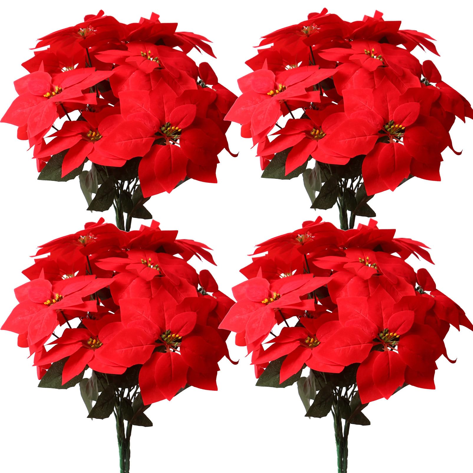 YXYQR 8pcs Artificial Red Christmas Poinsettia Flowers Stem Bouquets ...