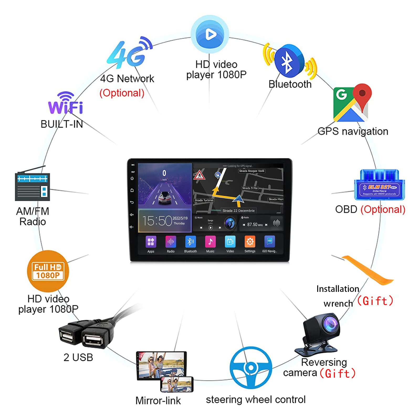 Amazon.co.jp: Android 11.0ヘッドユニットステレオ衛星ナビゲーション
