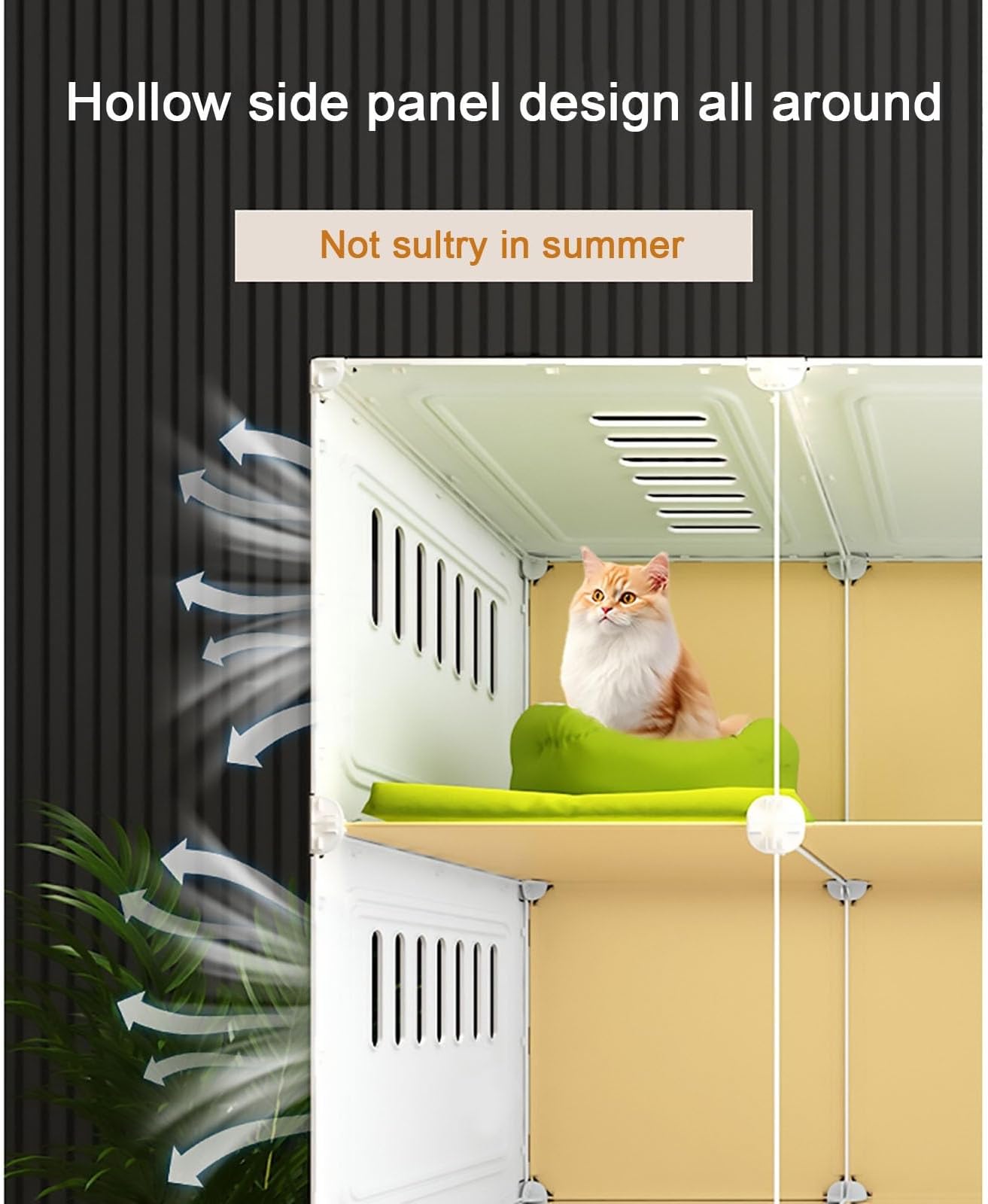 Indoor 2/3-Tier Cat Cage, Transparent Cat Villa, Portable Cat Enclosure, Closed Cat Litter Box, Detachable, Freedom Space(71x46.5x106cm)