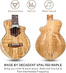Concert Ukulele 23 inch UKS-2, 4 Strings Ukeleles For Beginners, Sapele Hawaiian Ukele with Ukulele Case and Ukele String Set (Spalted Maple Glossy)
