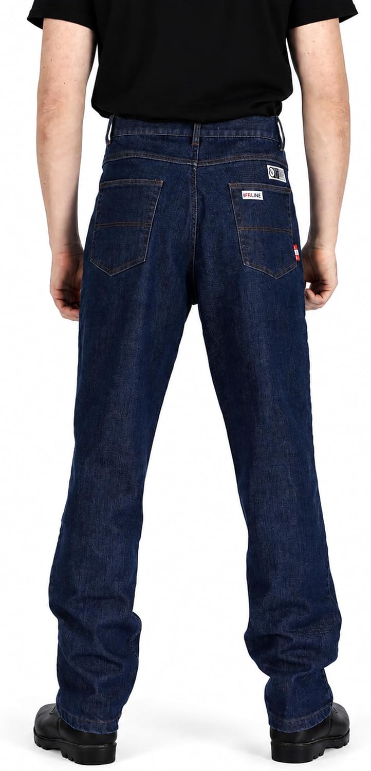 BLAZEWICK FR Jeans for Men –13oz 100% FR Cotton, NFPA2112/NFPA70E Certified, ATPV 16 Cal/cm², Durable Cargo Pants CAT2