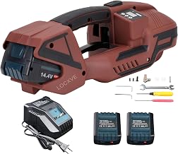 Electric Strapping Packaging Machine with LCD Screen Automatic 2 x 4000mah Battery Powered Portable Handheld Strap Tool for 1/2-5/8 in PP PET Straps Banding Box Pallet by LOCXVE