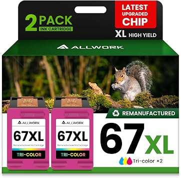67XL Ink Cartridge Replacement for HP 67 XL Remanufactured for HP Ink 67 67XL for DeskJet 2755e 2700 2855e 2800 2752 2742e 4155e 4255e 4100 Envy 6055 6055e 6455e Printer 2-Pack Tri-Color