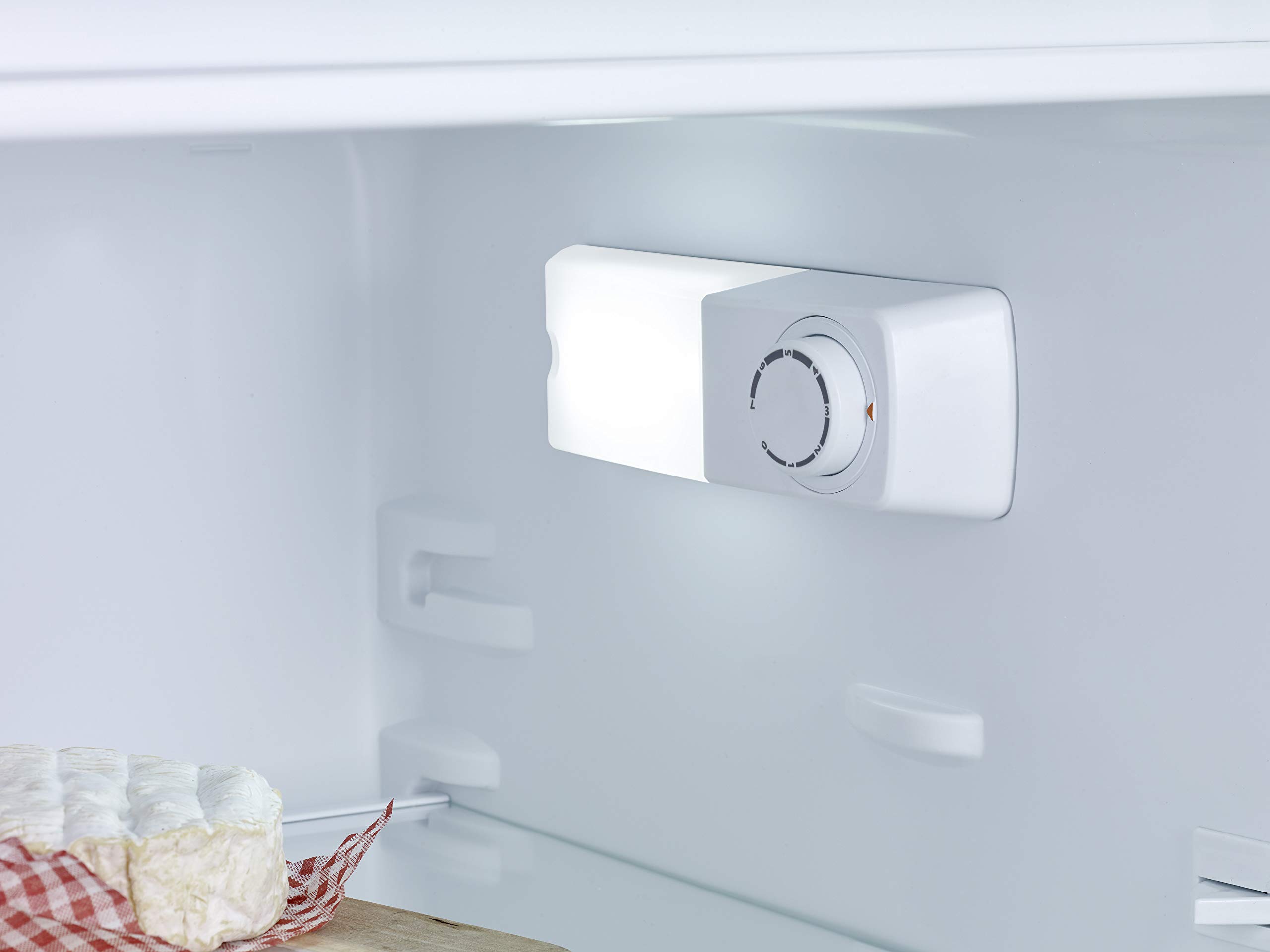 Severin Réfrigérateur Congélateur Haut 2 portes, Pose libre, Longueur 55 cm, 206 litres, Classe E, Veggibox incluse, Blanc, DT 8760