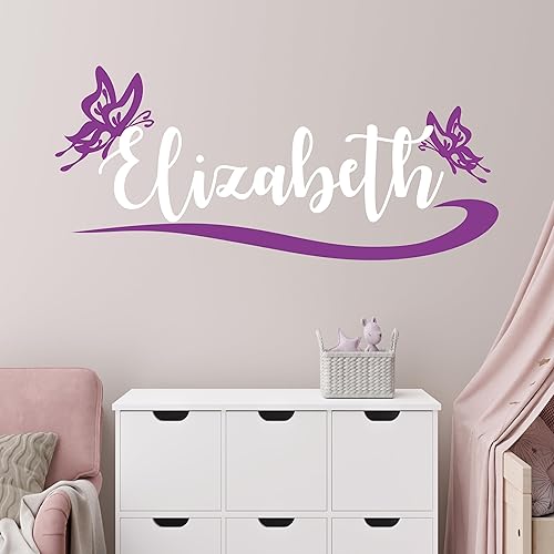 Miniatura 3 de Calcomanía de pared de mariposa con nombre personalizado, calcomanías de vinilo para niñas, calcomanías de arte de mariposas, calcomanías de