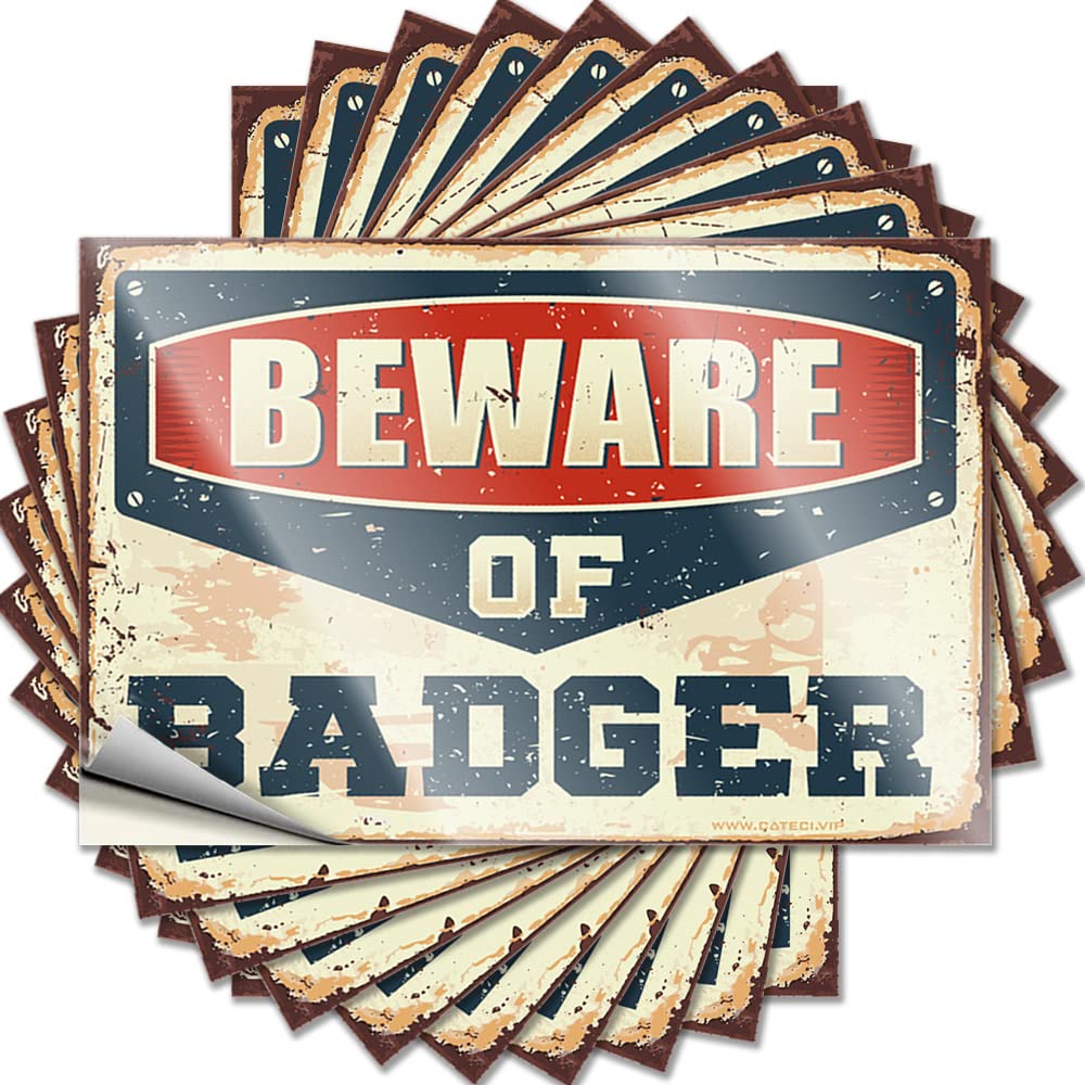 Funny Sticker Men Coffee Small Water Beware of Badger - Scratch Resistant Stickers(12X18CM)