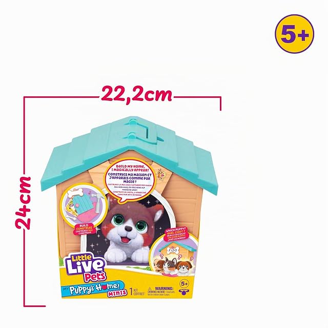 Foto 2 de 7 de Little Live Pets - Mini Puppy's Home Azul, Mascota de Juguete con Casita, Cachorro con Pelaje Suave, Llena…