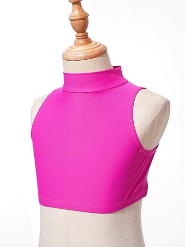 Miniatura 3 de Yartina Camisetas sin mangas para niños y niñas, con cuello simulado, brasier deportivo con tirantes en la espalda, ropa de baile