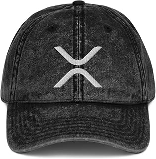 Ripple XRP Cryptocurrency Logo Hat (Embroidered Vintage Cotton Twill Cap) Black