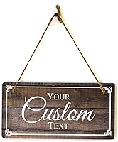 SignsByLITA Customizable 5x10" Rustic Twine Hanging Wall Door Sign - Personalized Greeting for Home Office Business Decor