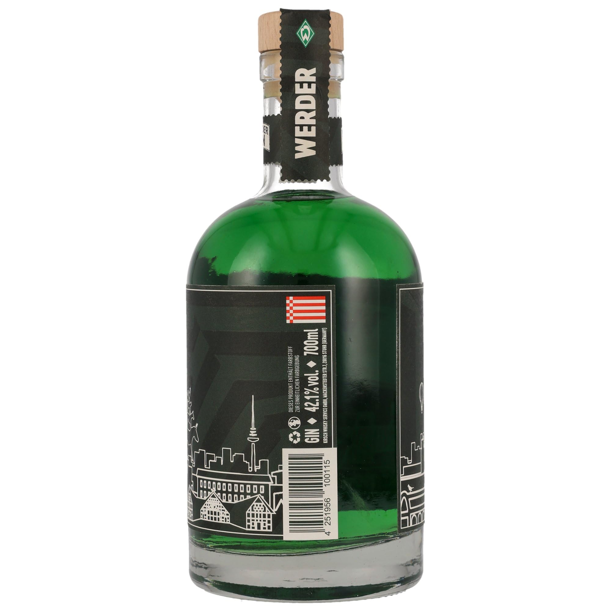 Werder Gin | Der Erste SV Werder Bremen Gin | Fruchtig & Exotisch | Craft Gin | 500ml | 42,1% vol