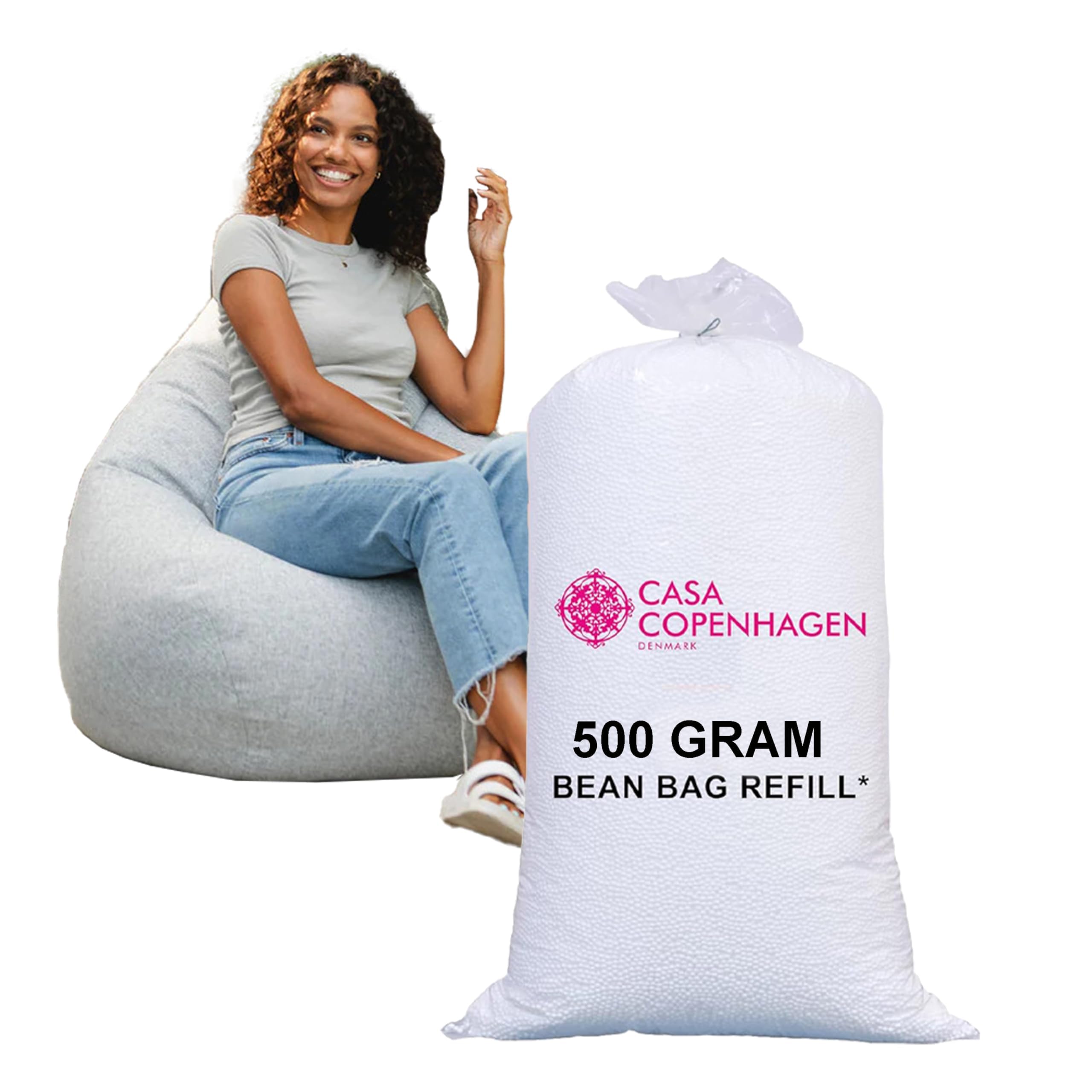 Casa Copenhagen Premium Virgin Grade Thermocol Balls Refill for Pillows, Sofa, Bean Bags, Soft Toys & Beans for Bean Bag Refill 500 Gram - (White)-picture-19